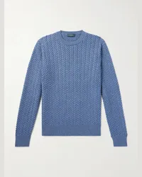 Incotex Pullover in lana a trecce Zanone Blu