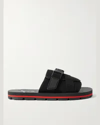 Christian Louboutin Slide in neoprene con finiture in gros-grain e fibbia Siwa Nero