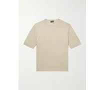 T-shirt in misto seta, cashmere e lino a spina di pesce