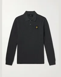 Belstaff Polo slim-fit in cotone piqué con logo applicato Grigio