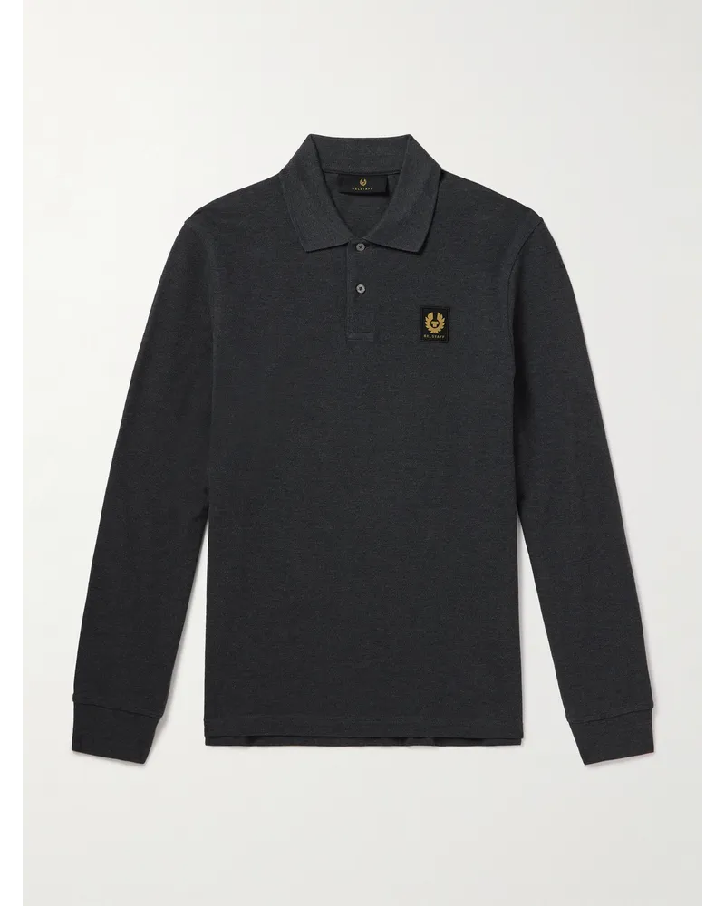 Belstaff Polo slim-fit in cotone piqué con logo applicato Grigio