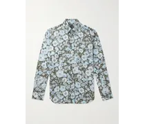 Camicia in lyocell floreale con collo button-down