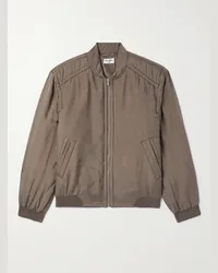 Saint Laurent Bomber in twill di raso Teddy Marrone