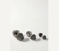 Set di tre orecchini in metallo argentato anticato con cristalli Cagole