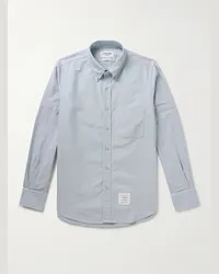 Thom Browne Camicia in cotone Oxford con collo button-down e logo applicato Blu