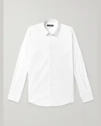 Dolce & Gabbana Camicia in popeline di misto cotone Bianco