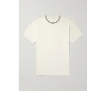 T-shirt in jersey di cotone biologico con finiture pointelle e righe