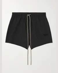 Fear of God Shorts a gamba dritta in shell con logo applicato e coulisse Nero