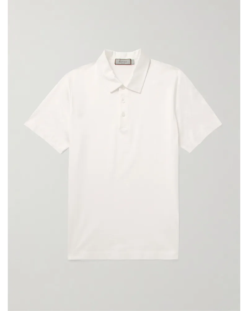 Canali Polo in jersey di cotone Bianco