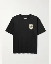 RHUDE T-shirt in jersey di cotone con logo Mont-Blanc Hotel Nero