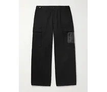 Moncler Cotton-Blend Twill Cargo Trousers Nero