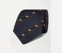 7cm Logo-Detailed Striped Silk-Jacquard Tie