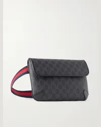 Gucci Marsupio in tela spalmata Supreme con finiture in pelle e monogramma Nero