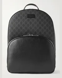 Gucci Zaino in tela spalmata Supreme e pelle con logo applicato e monogramma Nero