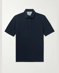 Brunello Cucinelli Polo in cotone piqué Blu