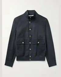 Brunello Cucinelli Blouson in camoscio Blu