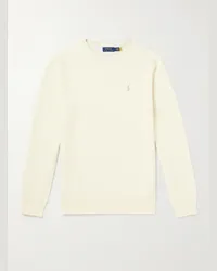 Ralph Lauren Pullover in cotone a nido d'ape con logo ricamato Neutri