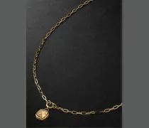 Refined Open Clip Chain and Per Aspera Ad Astra Dream Gold, Citrine and Diamond Pendant Necklace