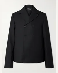 Jacquemus Blazer doppiopetto in twill di lana Nero