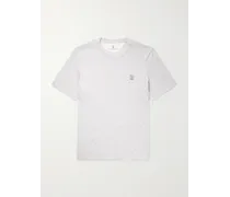 Brunello Cucinelli T-shirt in jersey di cotone con logo Grigio