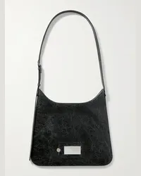 Acne Studios Borsa a tracolla in pelle craquelé Platt Nero