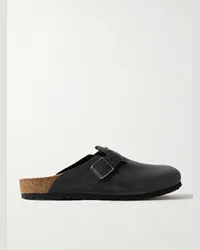 Birkenstock Sabot in pelle oliata Boston Nero