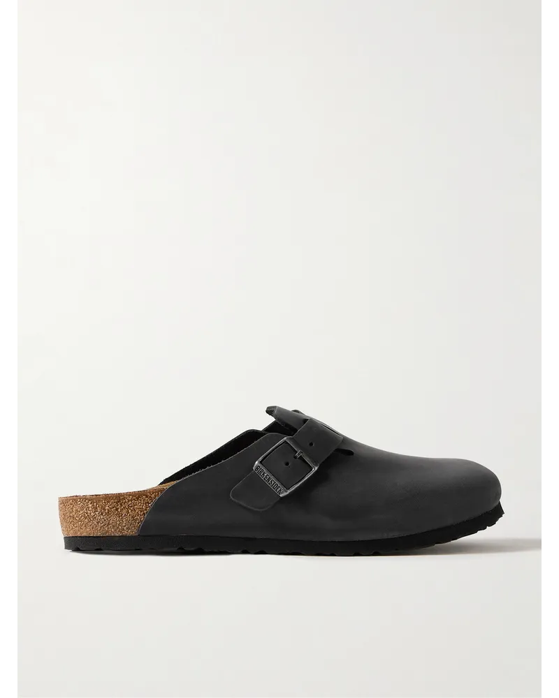 Birkenstock Sabot in pelle oliata Boston Nero