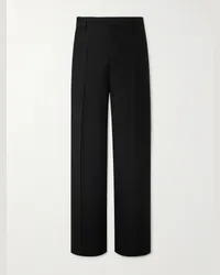 Versace Pantaloni a gamba dritta in twill di misto lana e mohair Nero