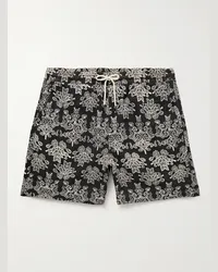 NN 07 Shorts a gamba dritta in twill di misto cotone stampato con coulisse Gregor 5210 Nero