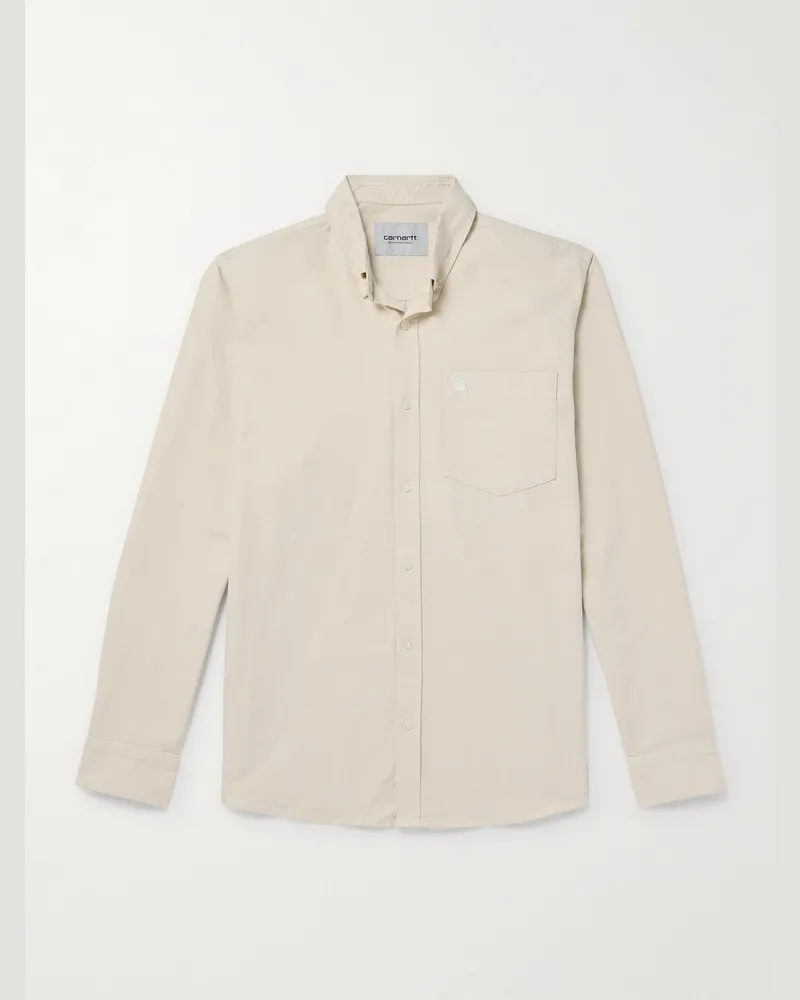 Carhartt WIP Camicia in cotone Oxford con collo button-down e logo ricamato Neutri