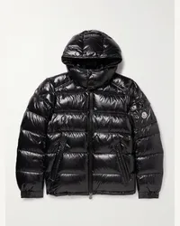 Moncler Piumino trapuntato con cappuccio in shell con logo applicato Maya Nero