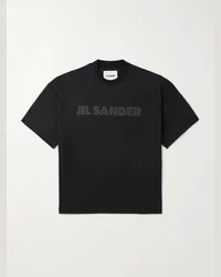 Jil Sander T-shirt in jersey di cotone con logo Nero