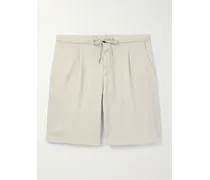 Shorts in misto lino e cotone stretch
