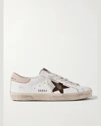 Golden Goose Sneakers in pelle con finiture in camoscio effetto consumato Super-Star Bianco