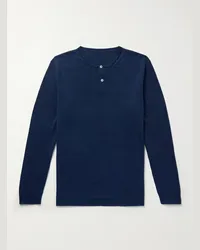 Anderson & Sheppard Maglia henley in lino Blu