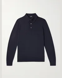 Ermenegildo Zegna Polo in misto cashmere e seta piqué Blu