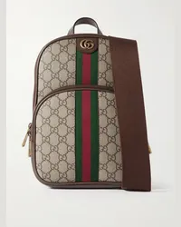 Gucci Zaino in tela spalmata con monogramma, righe e finiture in pelle Ophidia Neutri