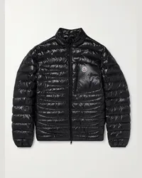 Moncler Piumino trapuntato in nylon laccato con logo applicato Nero