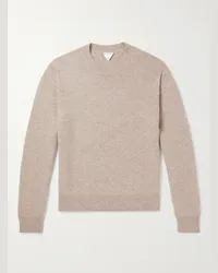 Bottega Veneta Pullover in misto cashmere e pelle con motivo Intrecciato Neutri