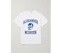 Alexander McQueen T-shirt in jersey di cotone con stampa Bianco