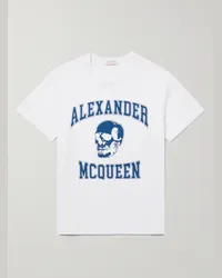 Alexander McQueen T-shirt in jersey di cotone con stampa Bianco