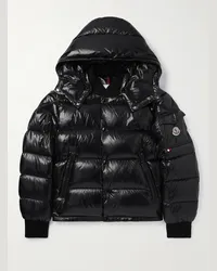 Moncler Piumino slim-fit trapuntato in nylon lucido con cappuccio Maljasset Nero