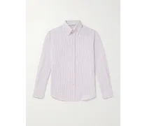 Camicia in cotone Oxford a righe con collo button-down