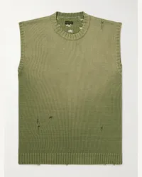 KAPITAL Gilet in misto cotone jacquard effetto consumato 5G Verde