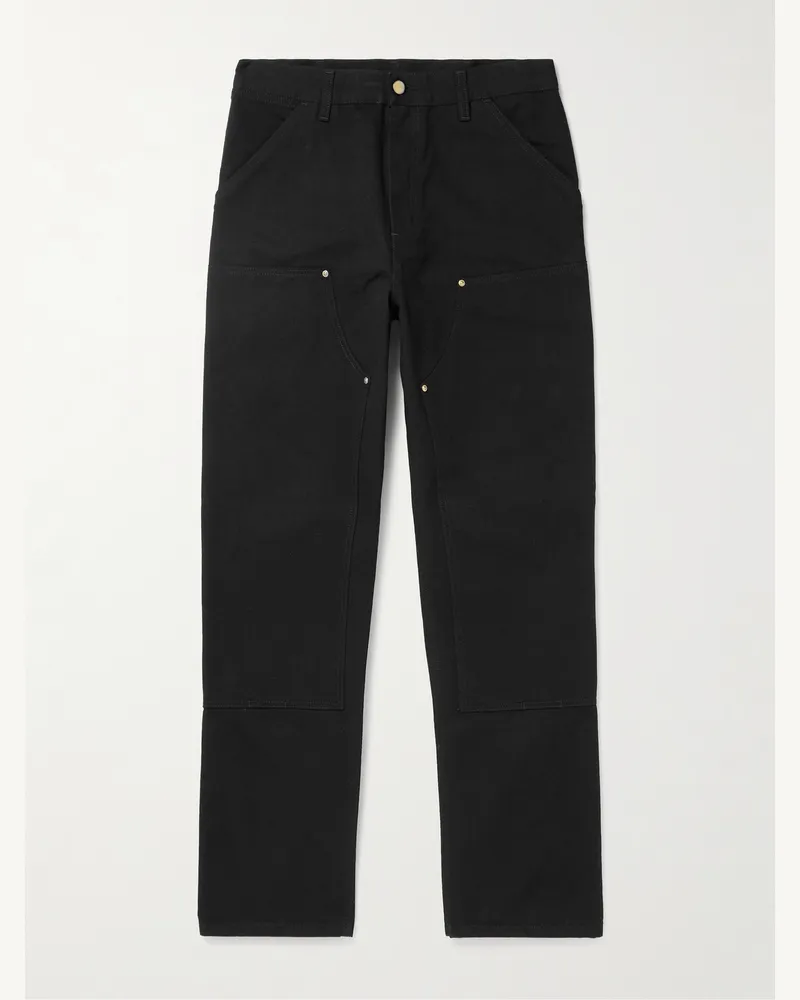 Carhartt WIP Pantaloni carpenter a gamba dritta in tela di cotone Double Knee Nero