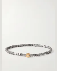 Luis Morais Bracciale in oro con diamanti e perline in ematite Argento