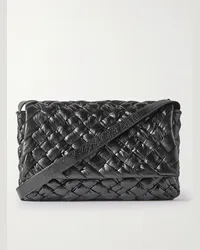 Bottega Veneta Borsa a tracolla in pelle con motivo Intrecciato Rumple Nero