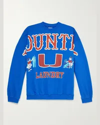 KAPITAL Felpa in jersey di cotone stampato Big Kountry Blu