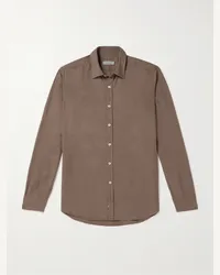 Canali Camicia in twill di lyocell Marrone