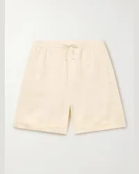 Canali Shorts a gamba dritta in lino con coulisse Neutri